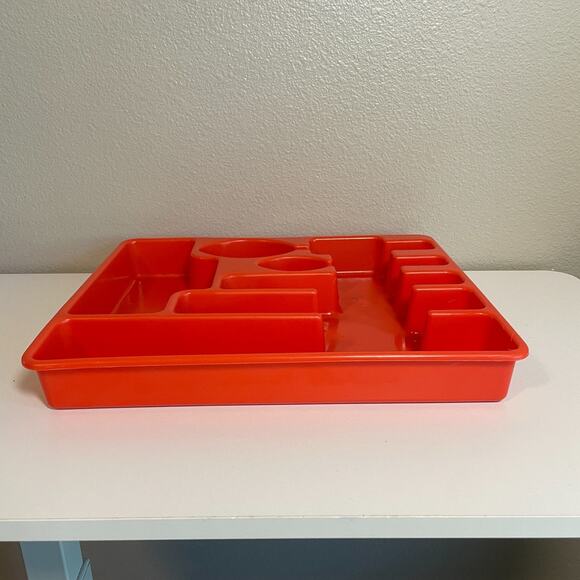 Vintage Rubbermaid Harvest Orange Silverware Flatware Utensil Holder Tray Drawer - Picture 5 of 7